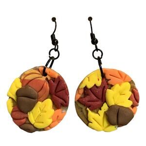 Fall Foliage Handmade Dangle Earrings - Polymer Clay Autumn Leaf Jewelry